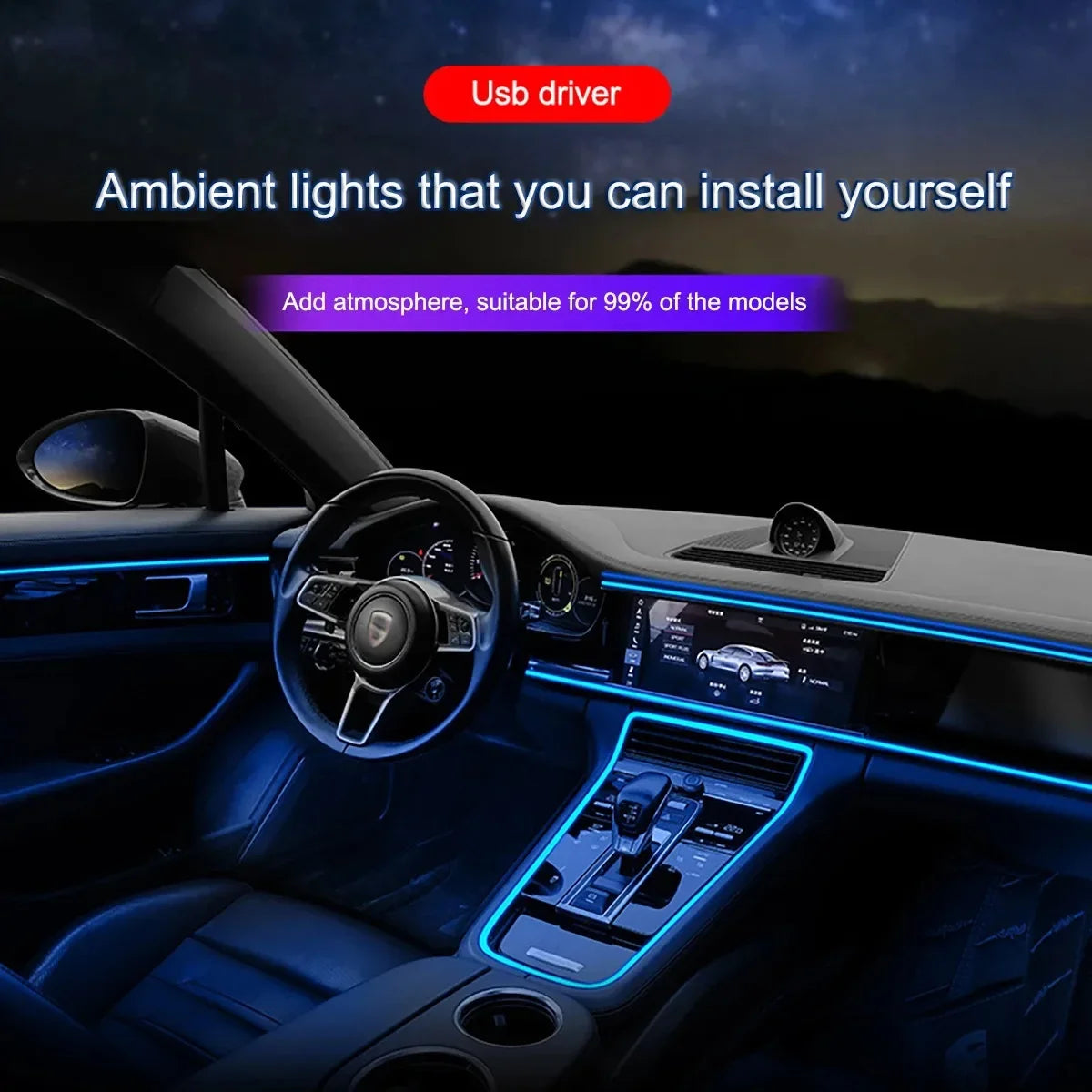 Bande LED Intérieure pour Voiture – Éclairage Ambiance RGB