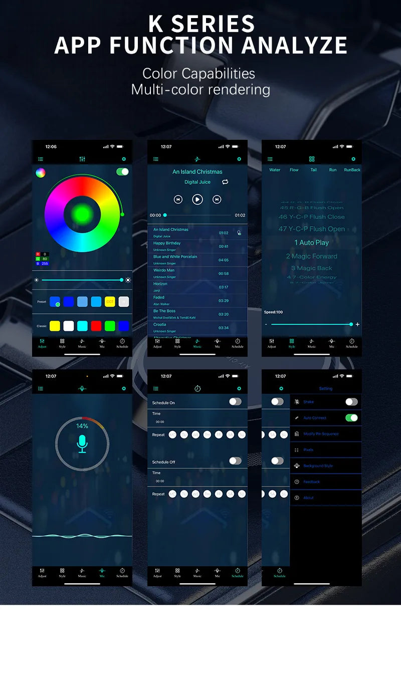 Bande LED Intérieure pour Voiture – Éclairage Ambiance RGB