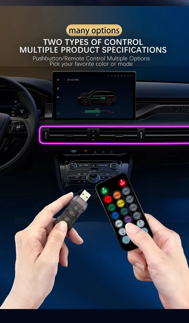Bande LED Intérieure pour Voiture – Éclairage Ambiance RGB